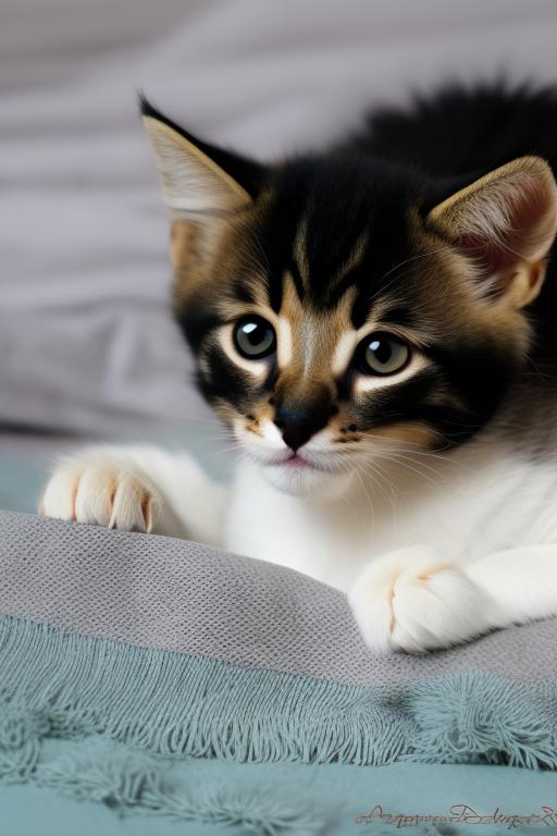 kitten in bed